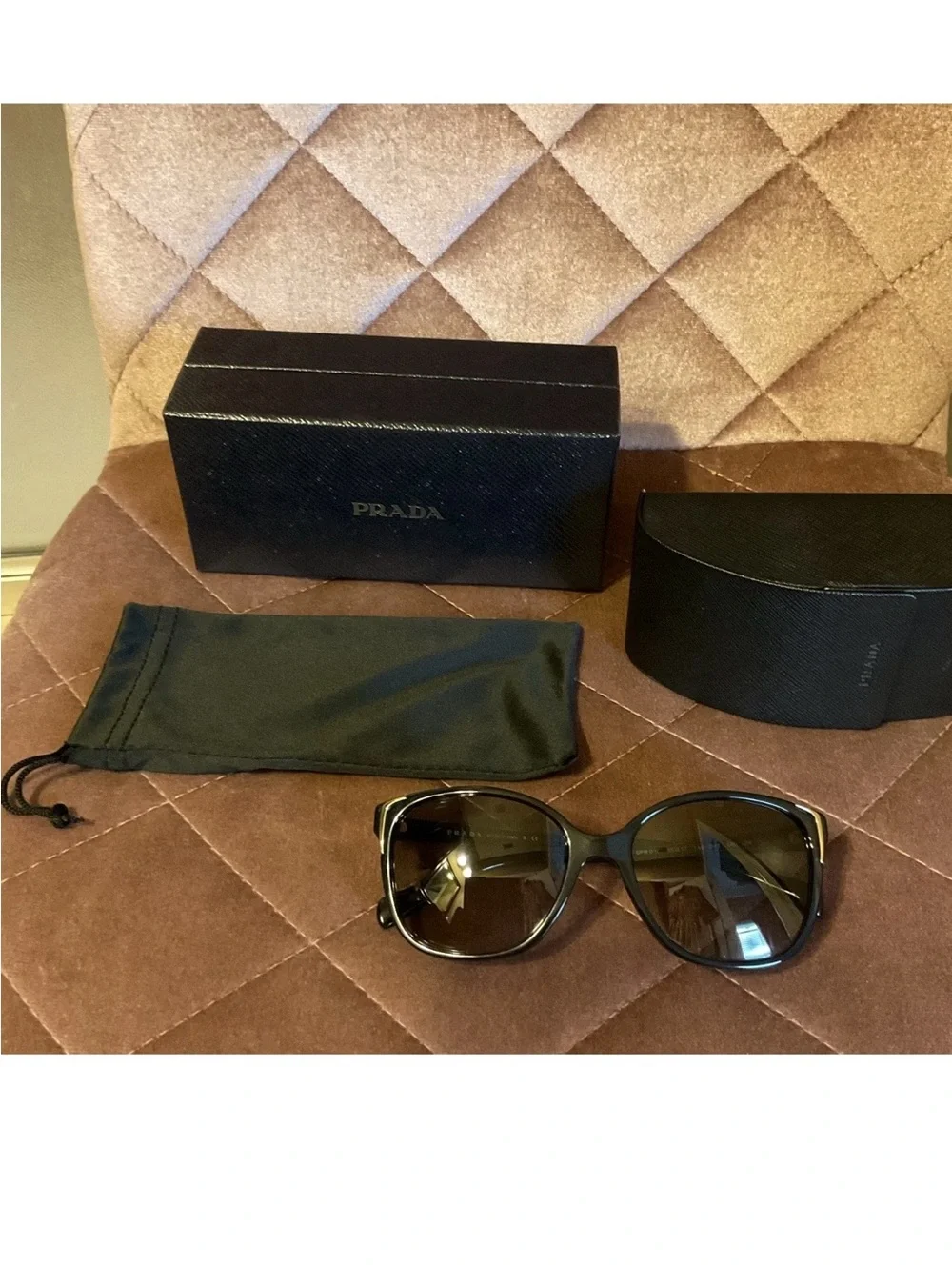 Prada Black Frame Sunglasses with Brown Gradient Lenses